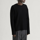 mfpen Men's Round Neck Inverted Stripe Jumper in Black Inverted Ajour Stripe