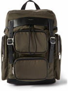 SAINT LAURENT - City Leather-Trimmed Canvas Backpack - Green