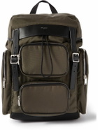 SAINT LAURENT - City Leather-Trimmed Canvas Backpack - Green