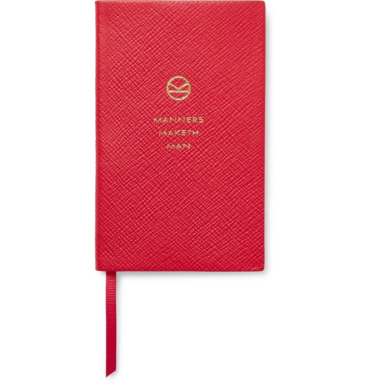 Photo: Kingsman - Smythson Panama Manners Maketh Man Cross-Grain Leather Notebook - Red