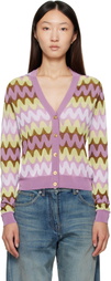 Versace Multicolor Wave Jacquard Knit Cardigan