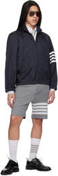 Thom Browne Navy Shiny Ripstop Raglan 4-Bar Track Jacket