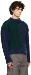 AGR Blue & Green Brushed Crewneck Sweater