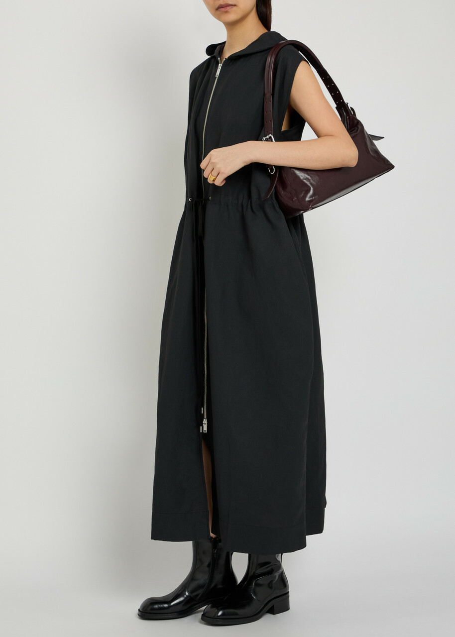 Studio Nicholson Hooded Drawstring Midi Dress Dark Purple