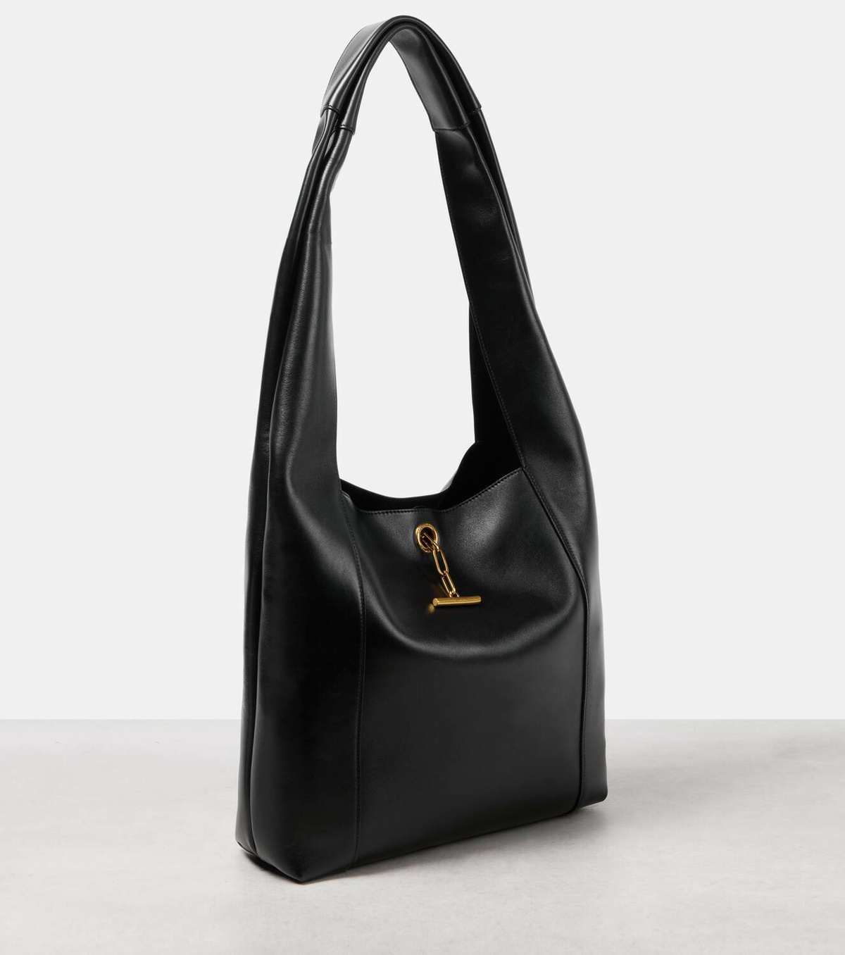 トートバッグ SAINT LAURENT BLACK LEATHER TANGER SHOPPING BAG Saint Laurent Tanger leather tote bag Saint Laurent