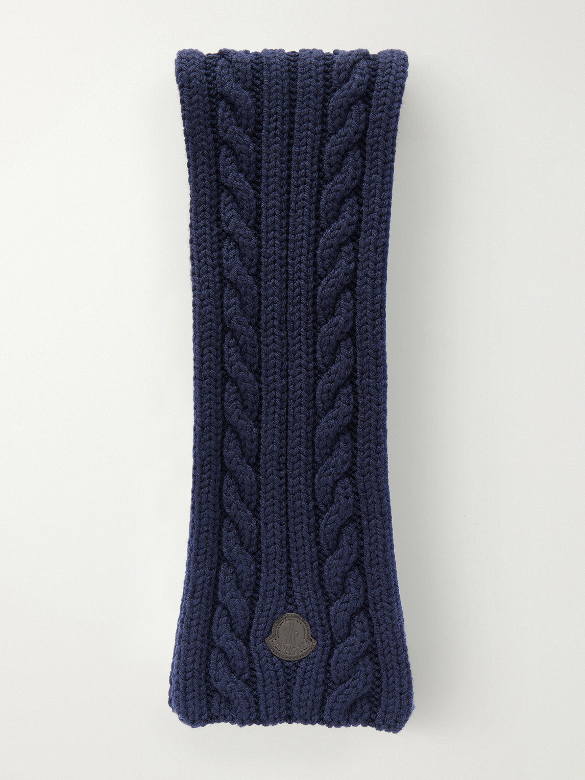 Moncler - Logo-Appliqué Cable-Knit Virgin Wool Scarf