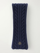 Moncler - Logo-Appliqué Cable-Knit Virgin Wool Scarf