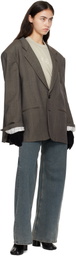 MM6 Maison Margiela Black Wool-Blend Knit Gloves