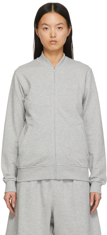 Photo: Comme des Garçons Shirt Grey KAWS Edition Zip-Up Logo Sweatshirt