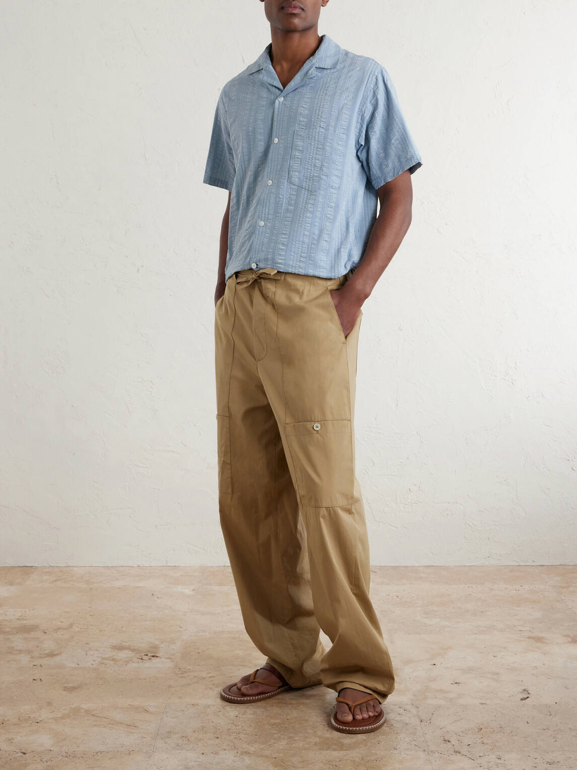 Portuguese Flannel - Prana Camp-Collar Striped Cotton Shirt - Blue