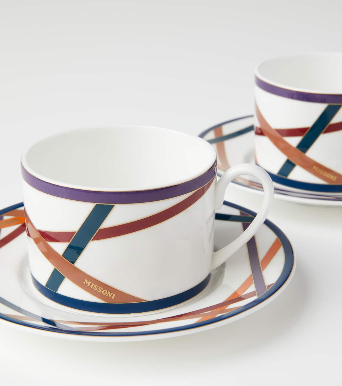 Missoni Nastri set of 2 teacups and saucers