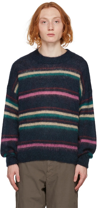Photo: Isabel Marant Navy & Multicolor Stripe Mohair Drussellh Sweater