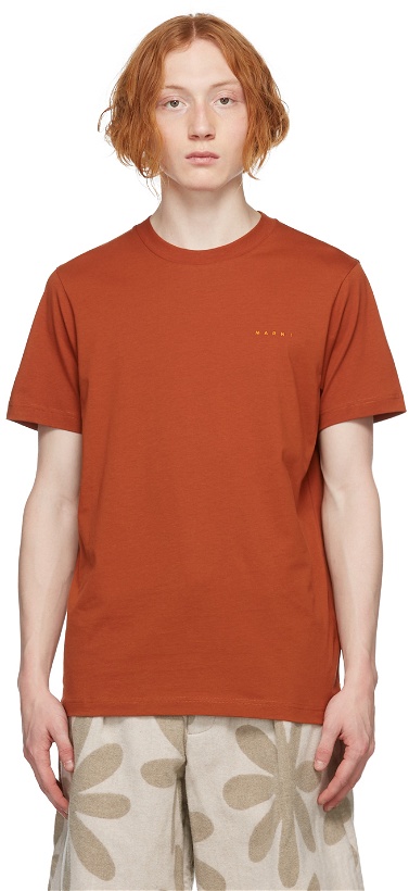 Photo: Marni Orange Embroidered Logo T-Shirt