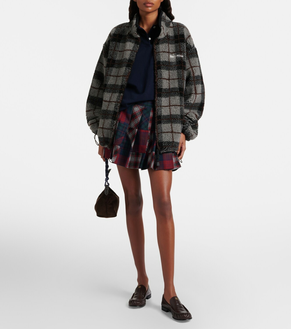 Miu Miu Checked teddy jacket