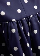 Self-portrait Polka dot Strapless Satin Midi Dress Navy