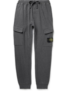 Stone Island - Slim-Fit Tapered Logo-Appliquéd Cotton-Jersey Cargo Sweatpants - Gray