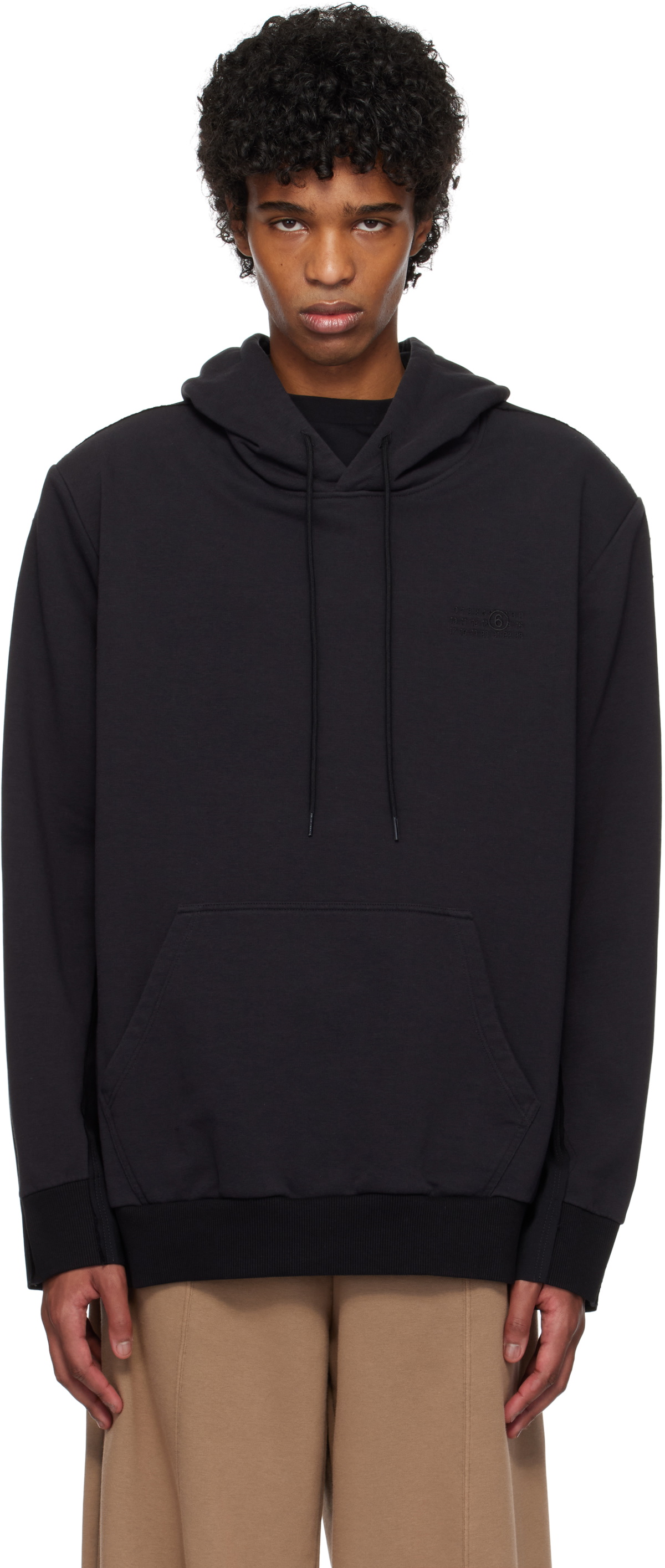 MAISON MARGIELA 
ナンバー ロゴ シルバー スリムブレスレット MM6 Maison Margiela: Black Paneled Hoodie | SSENSE