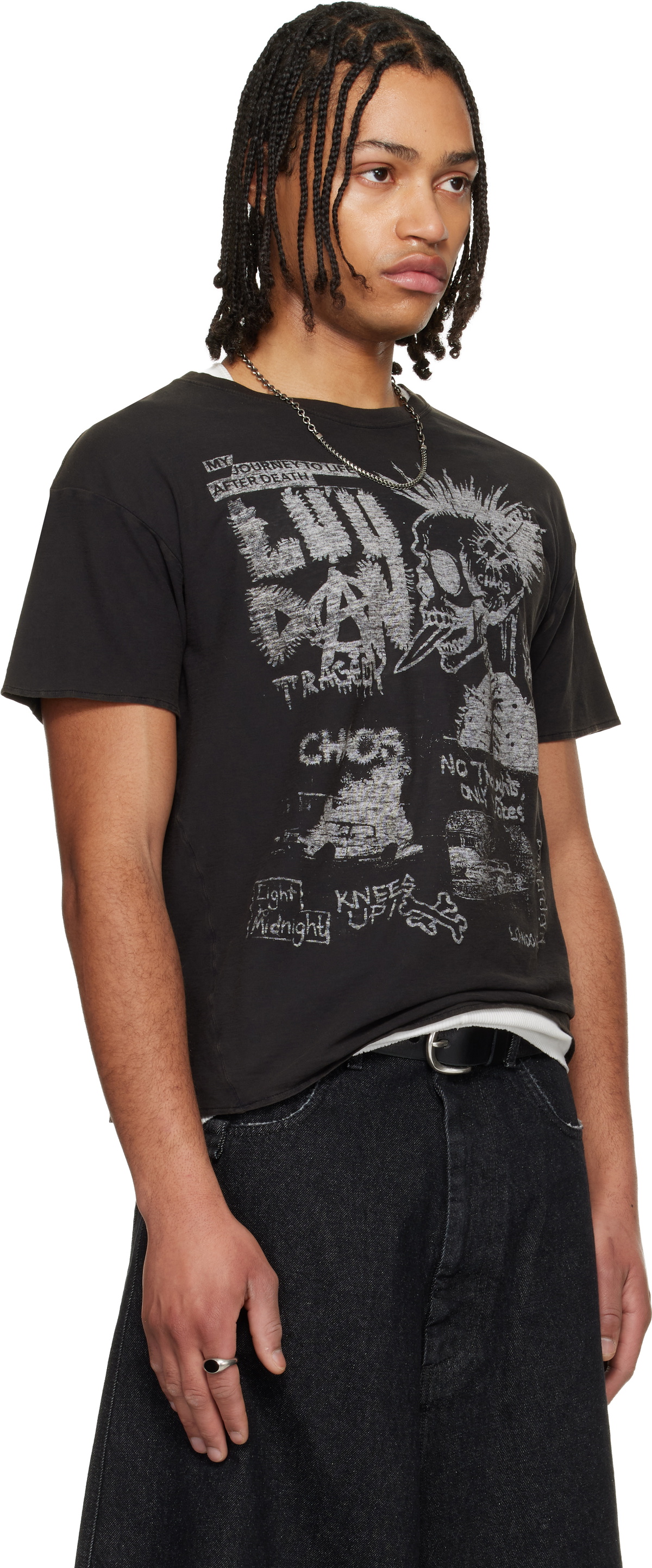 LU'U DAN Black Thrash T-shirt