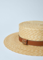 Gucci Straw Hat With Logo Plaque
