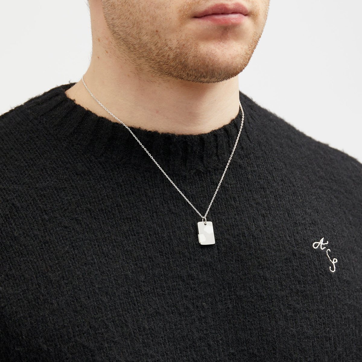 Ellie Mercer Men's Two Piece Dog Tag Necklace in Silver 