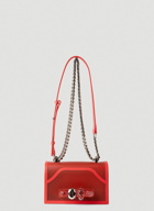 Jewelled Satchel Transparent Shoulder Bag in Red