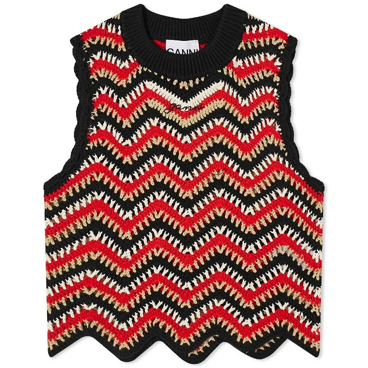 Photo: GANNI Women's Cotton Crochet Vest in Racing Red