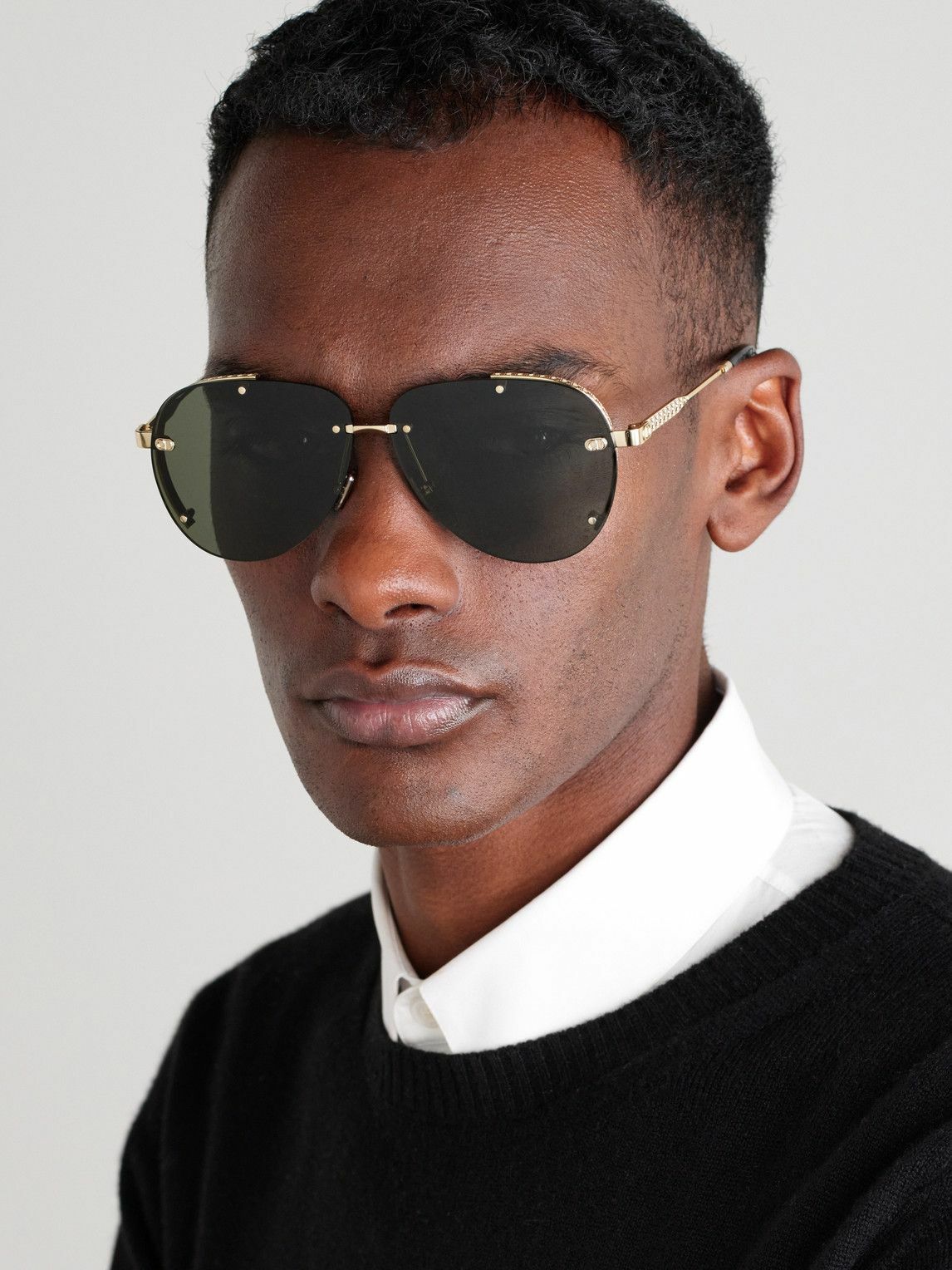 Dior Eyewear - NeoDior A1U Aviator-Style Guilloché Gold-Tone Sunglasses