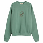 Brain Dead Men's Logo Head Raglan Crew Sweatshirt in Avocado