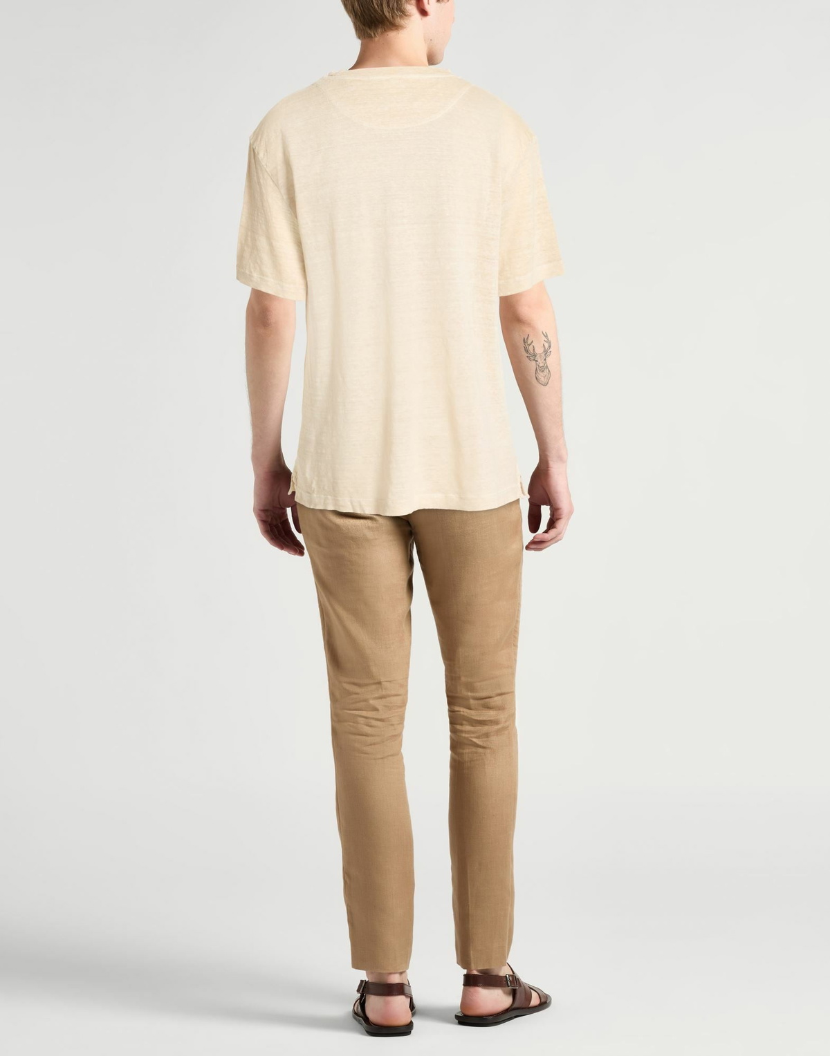 120% Lino Mens T-shirt in Beige