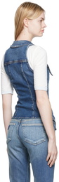 GANNI Blue Organic Cotton Denim Vest