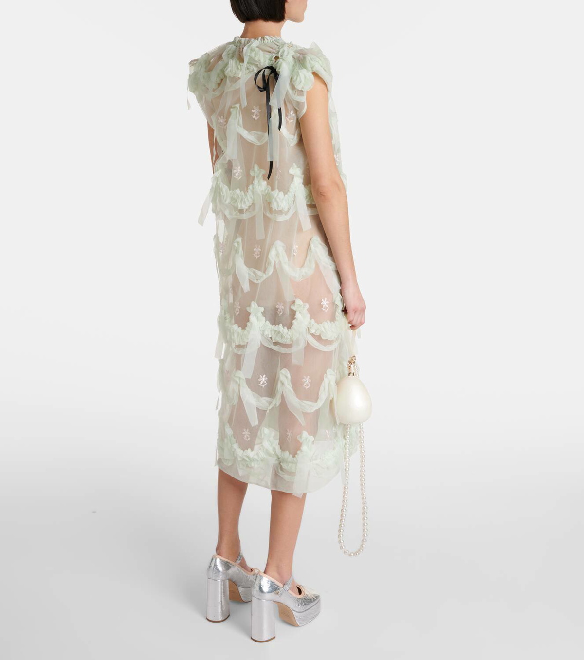 Simone Rocha Embroidered tulle midi dress Simone Rocha