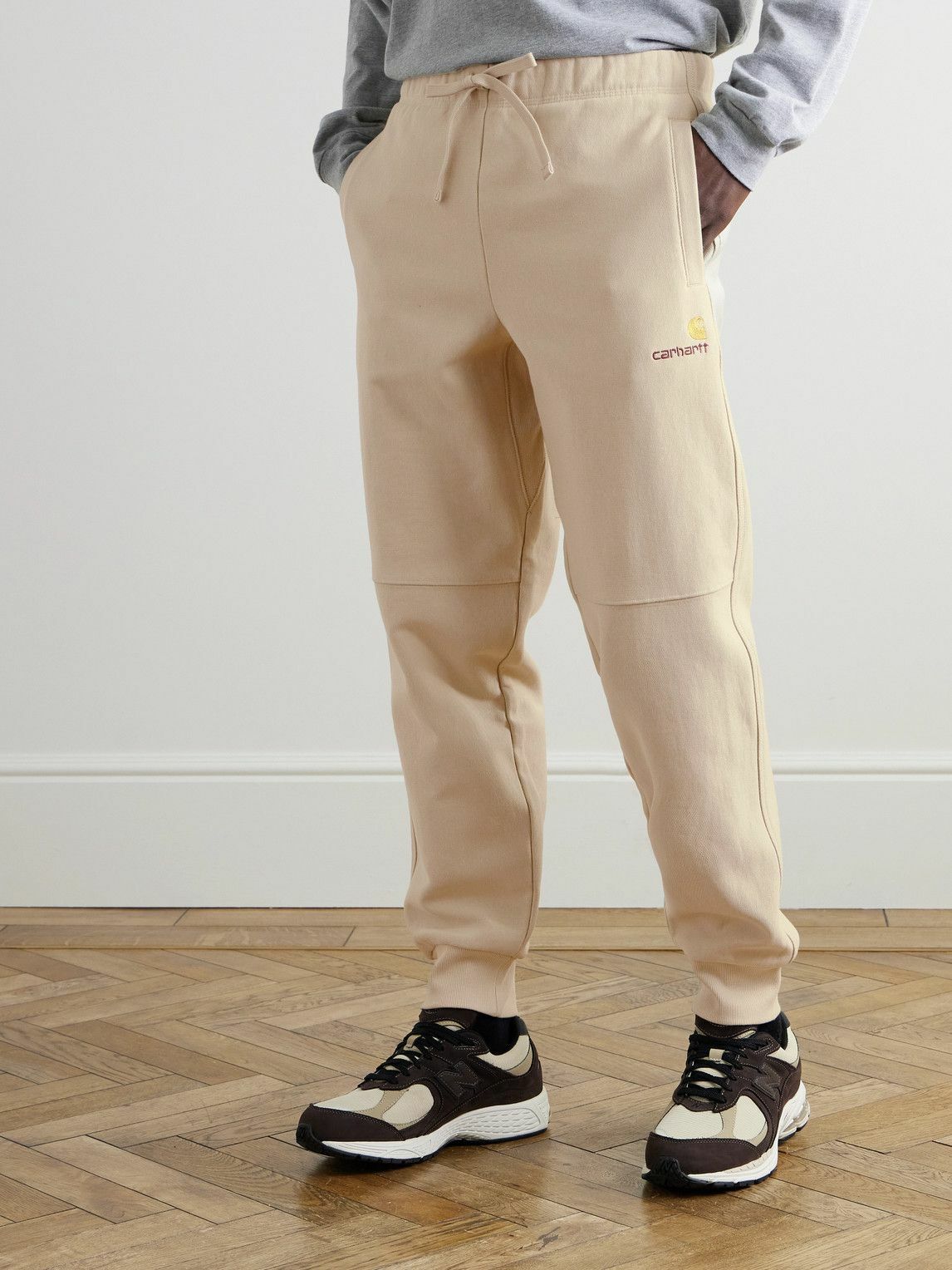 Carhartt WIP - American Script Tapered Cotton-Blend Jersey Sweatpants - Neutrals