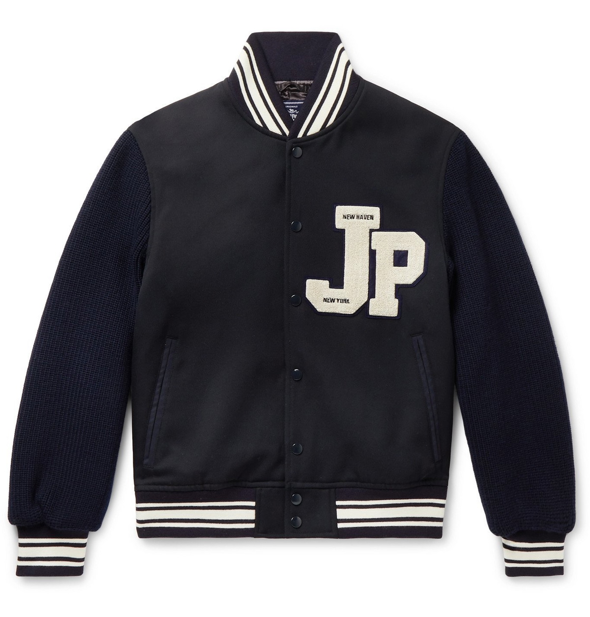 J.Press - Logo-Appliquéd Wool Bomber Jacket - Blue