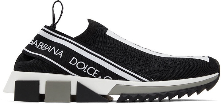 Photo: Dolce & Gabbana Black Mesh Low-Top Sneakers