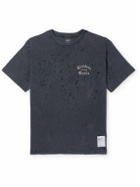 Satisfy - Distressed Logo-Print MothTech™ Organic Cotton-Jersey T-Shirt - Gray