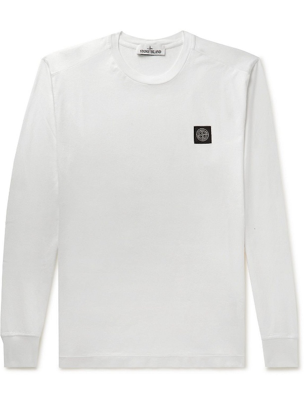 Photo: Stone Island - Logo-Appliquéd Cotton-Jersey T-Shirt - White