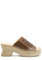 Loewe Petal 80 Espadrille Leather Slides Brown