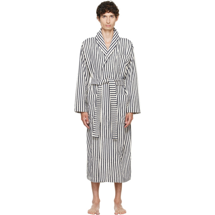 Photo: Tekla White & Navy Terry Classic Bathrobe