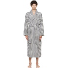 Tekla White & Navy Terry Classic Bathrobe