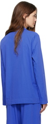 Tekla Blue Poplin Long-Sleeved Pyjama Shirt