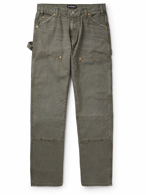 Photo: Cherry Los Angeles - Straight-Leg Cotton-Canvas Trousers - Green