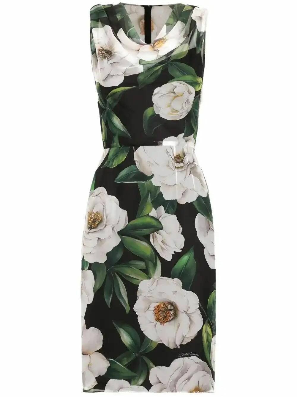 DOLCE & GABBANA - Longuette Dress In Garden Print Dolce