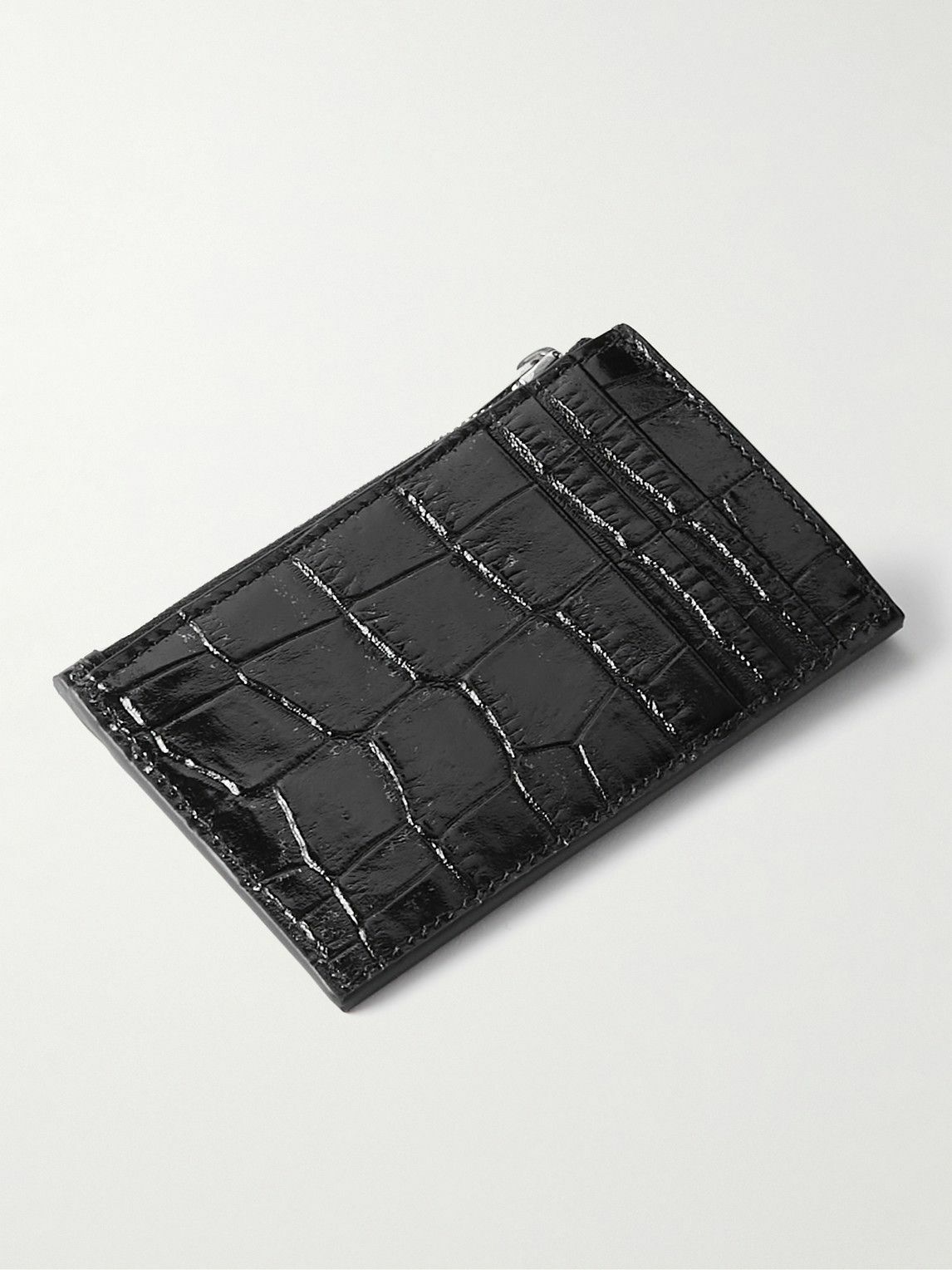 CELINE - Croc-Effect Leather Zipped Cardholder