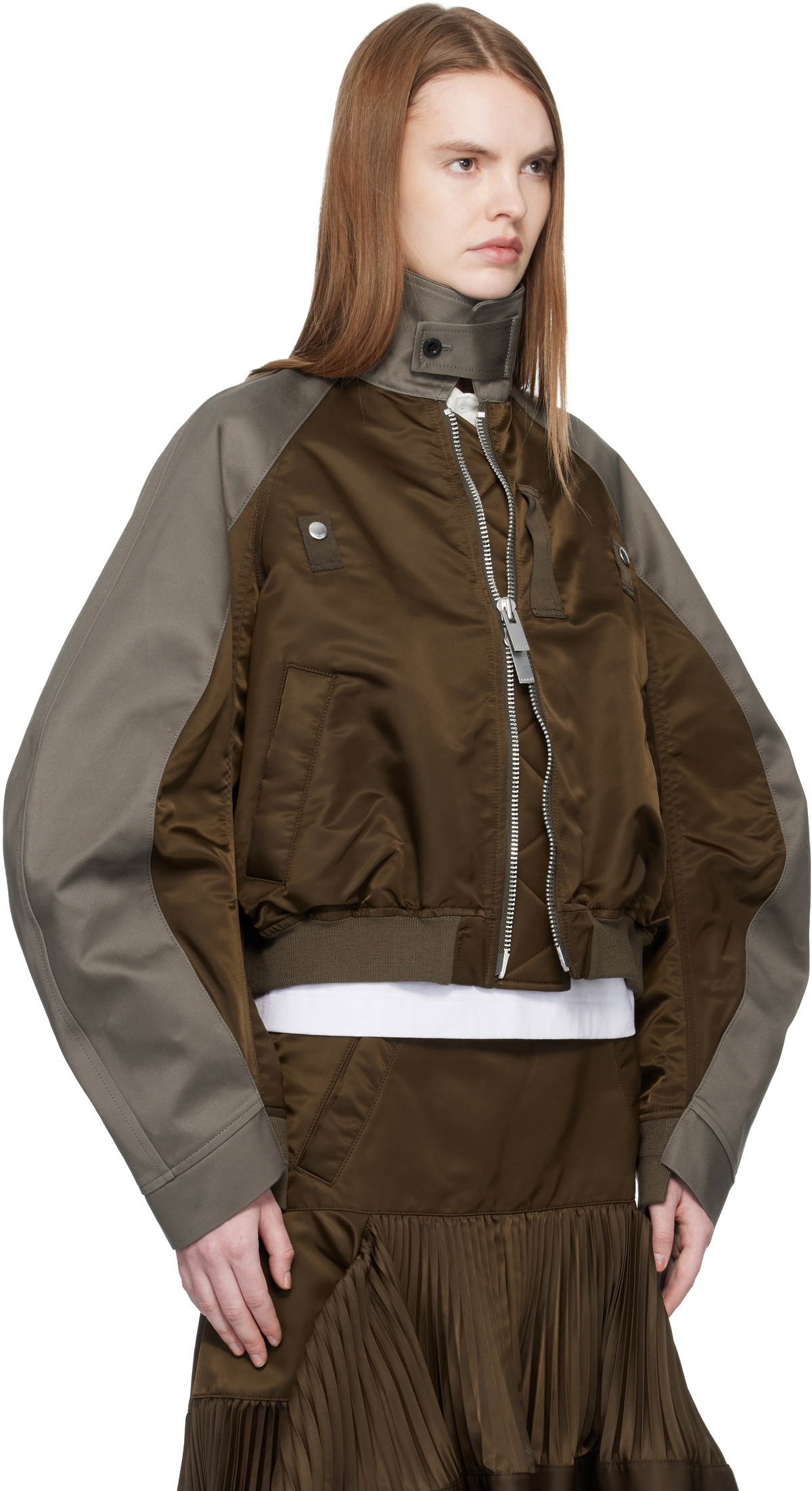 sacai Brown Chino & Twill Bomber Jacket