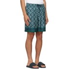 Casablanca Green Radiating Monogram Silk Shorts