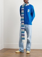 ERL - Appliquéd Brushed Knitted Sweater - Blue