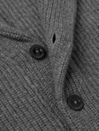 Boglioli - Shawl-Collar Ribbed Wool and Cashmere-Blend Cardigan - Gray