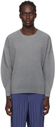 HOMME PLISSÉ ISSEY MIYAKE Gray Heather Pleats Long Sleeve T-Shirt