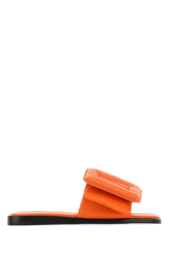 Photo: BOYY Orange Leather Puffy Slippers