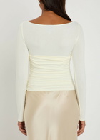 Reformation Julian Ruched Stretch-knit top Ivory
